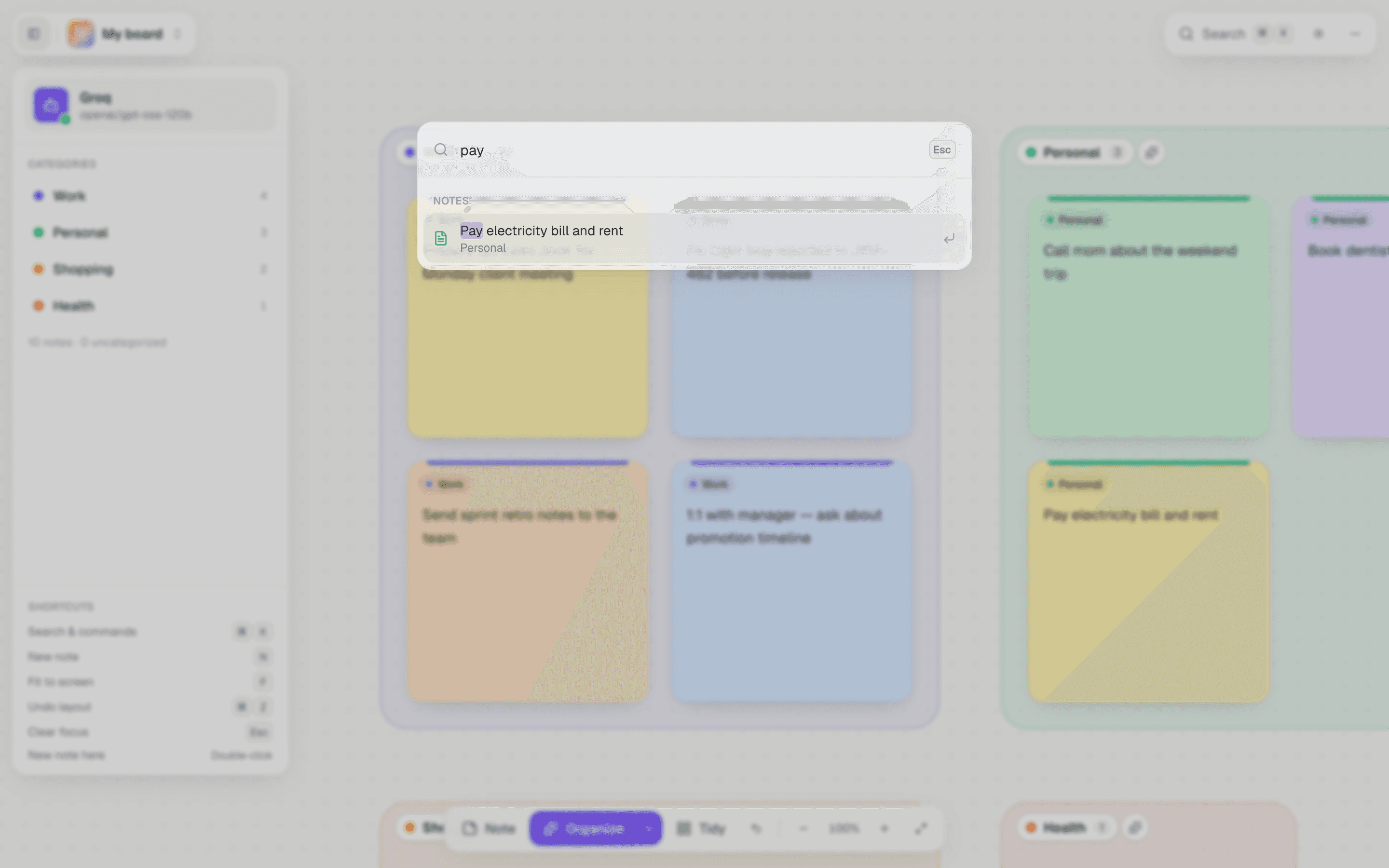Search everything screenshot of Smart Sticky Notes